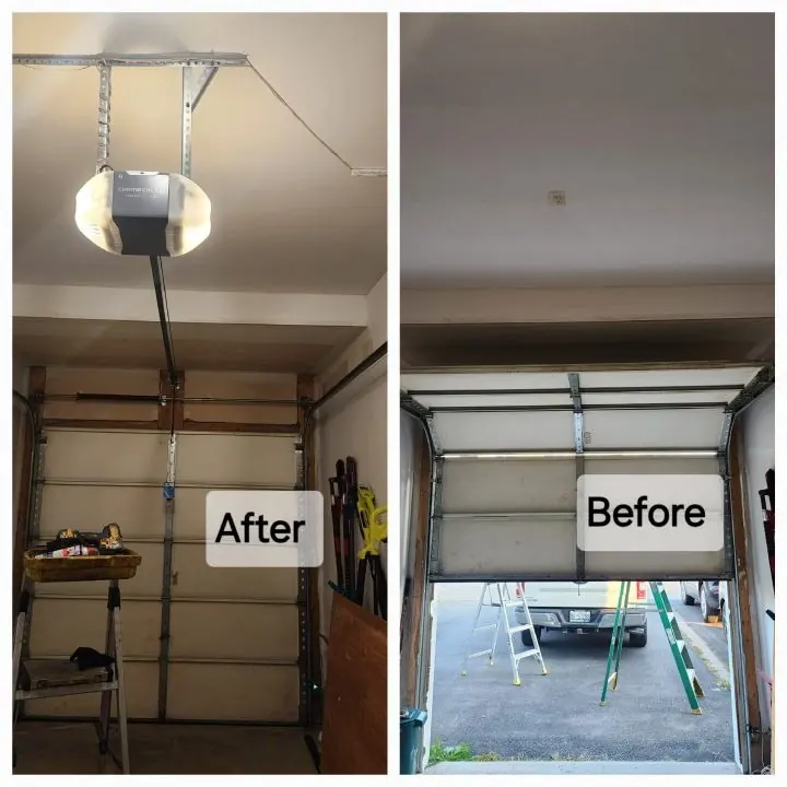 Before and after garage door opener installation